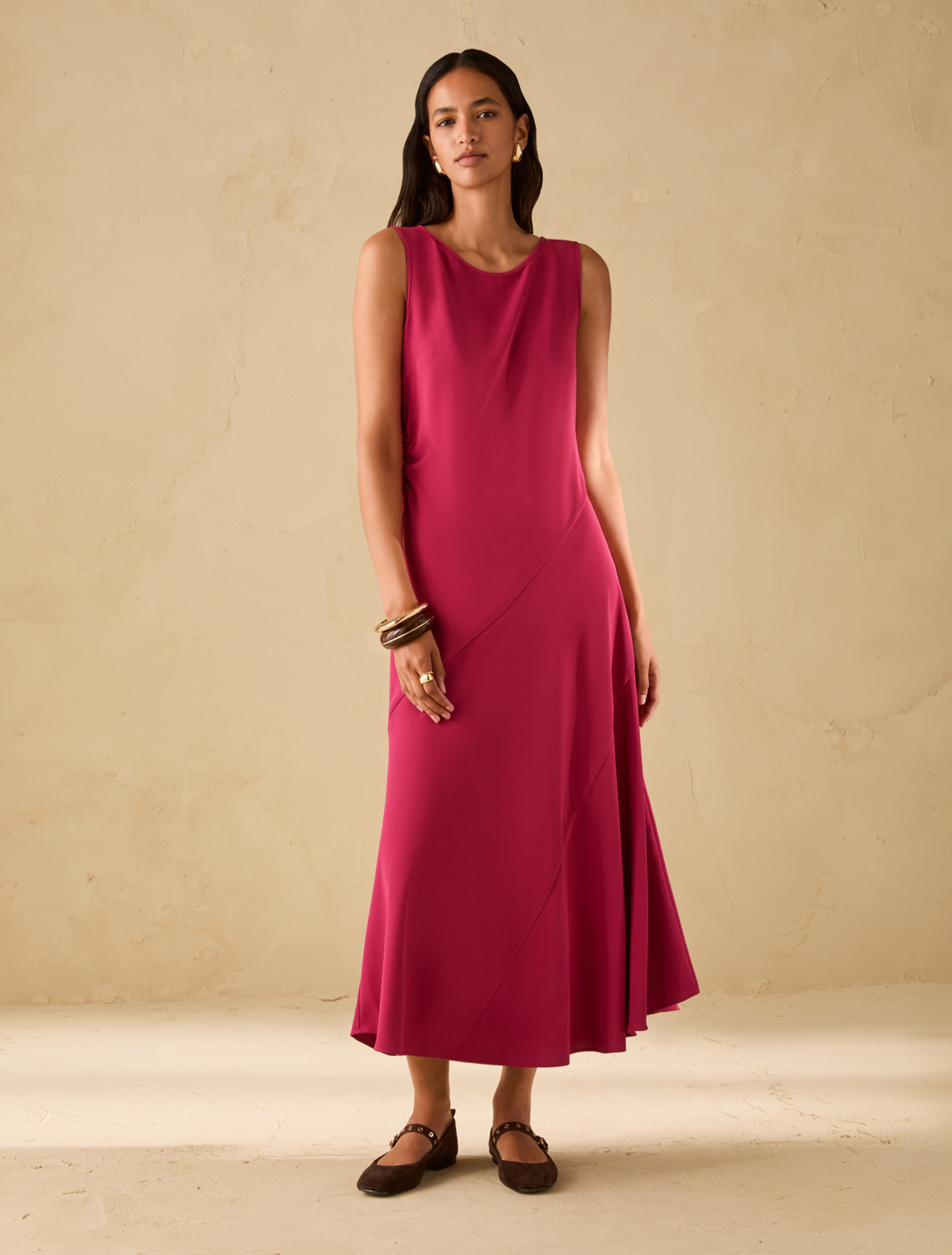 Midi dress in sablé fabric - FUCHSIA - pennyblack