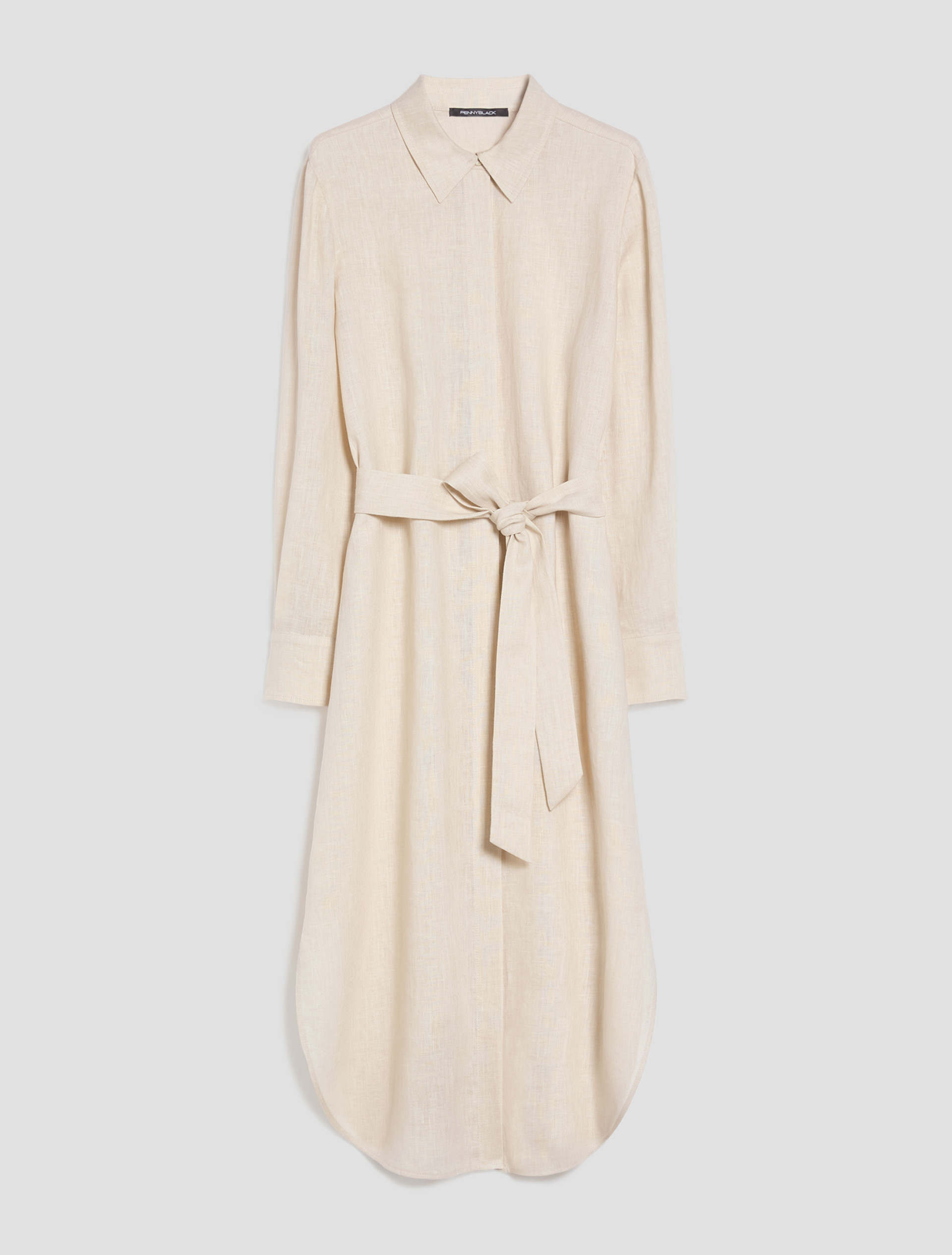 Pure linen midi shirt dress - ECRU - pennyblack