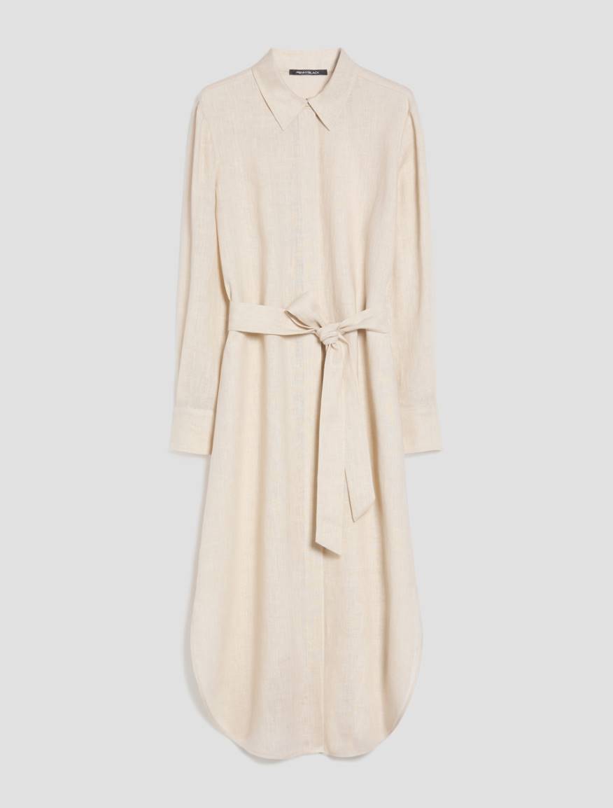 Pure linen midi shirt dress - ECRU - Pennyblack - 2