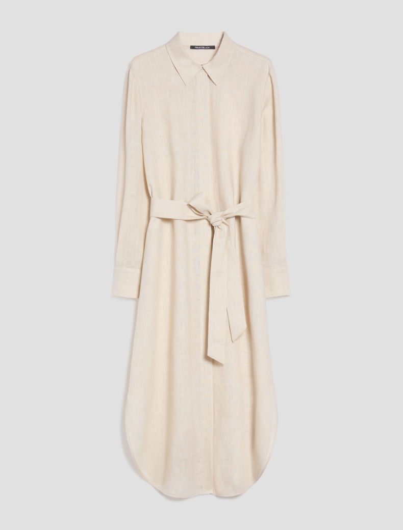 Pure linen midi shirt dress - ECRU - pennyblack