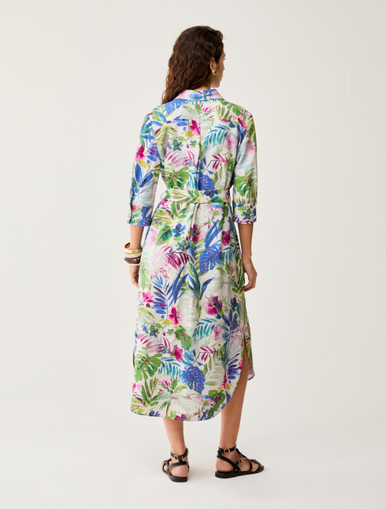 Botanical-patterned shirt dress - ECRU - pennyblack