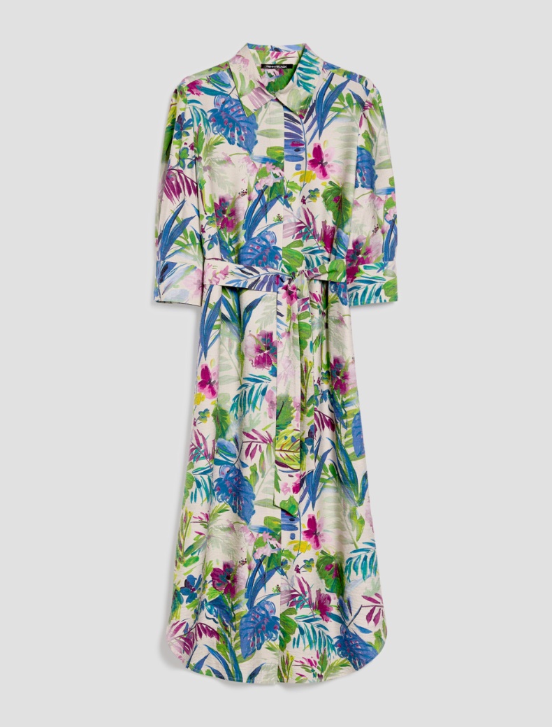 Botanical-patterned shirt dress - ECRU - pennyblack