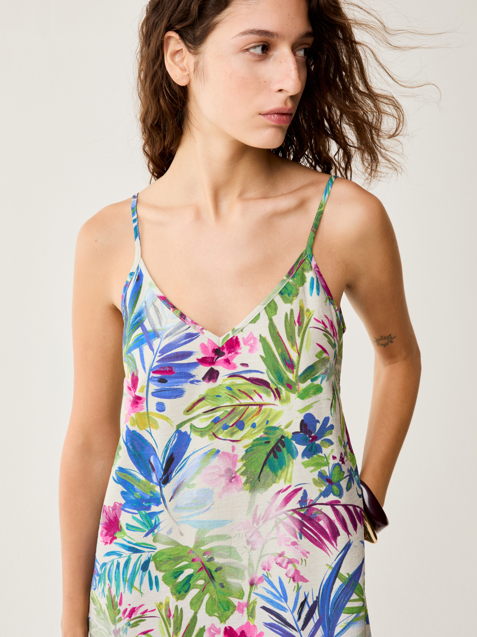 Botanical-patterned maxi dress - ECRU - pennyblack