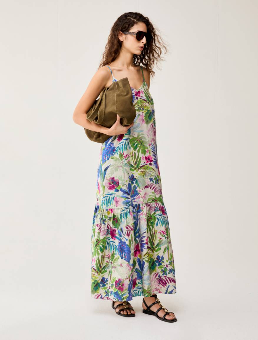 Botanical-patterned maxi dress - ECRU - Pennyblack - 5