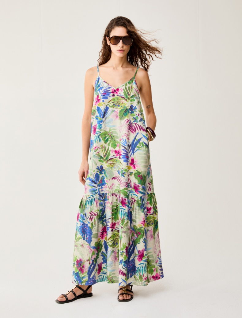 Botanical-patterned maxi dress - ECRU - pennyblack