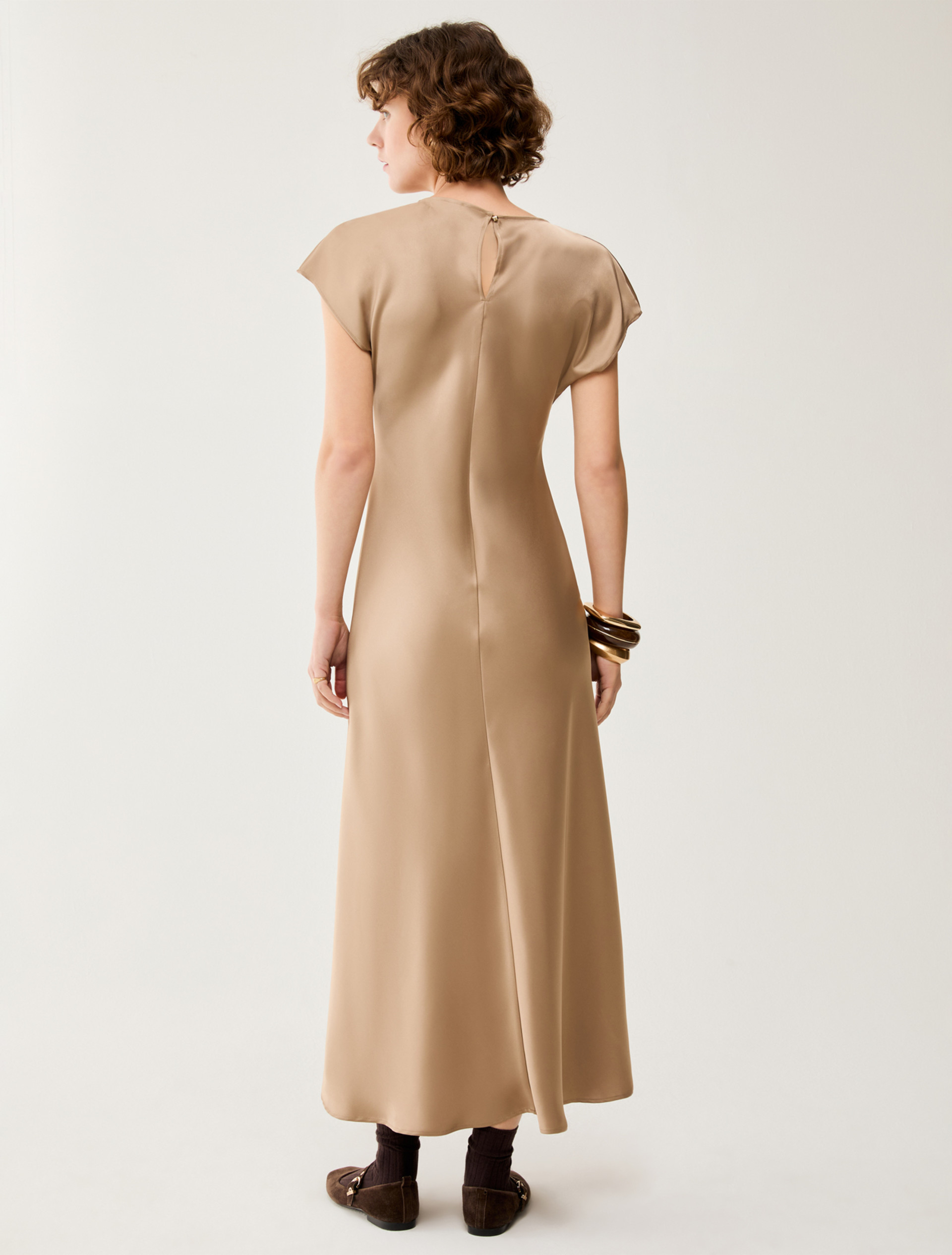 Double satin midi dress - SAND - pennyblack