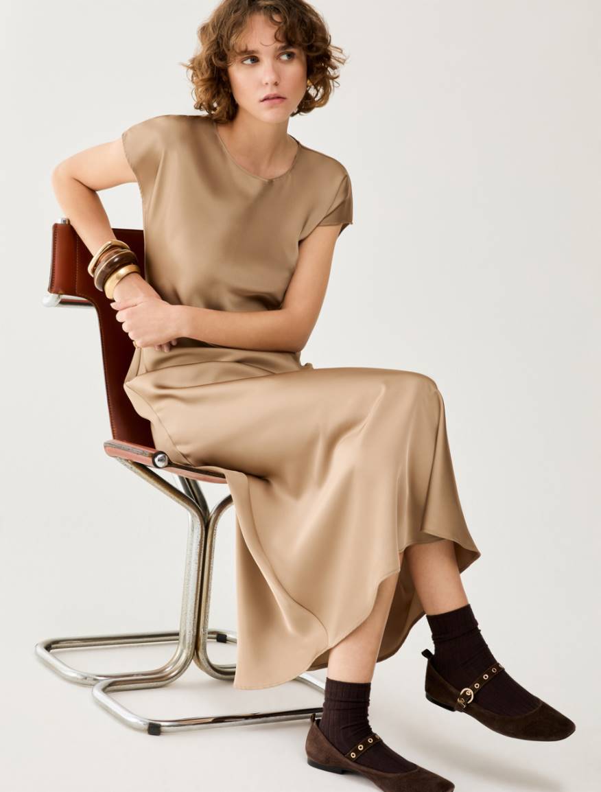 Double satin midi dress - SAND - Pennyblack - 5