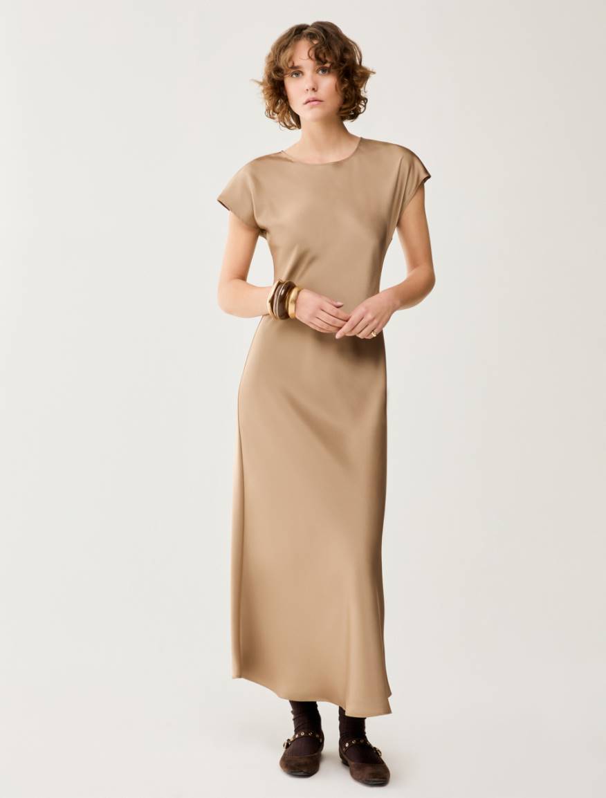 Double satin midi dress - SAND - Pennyblack