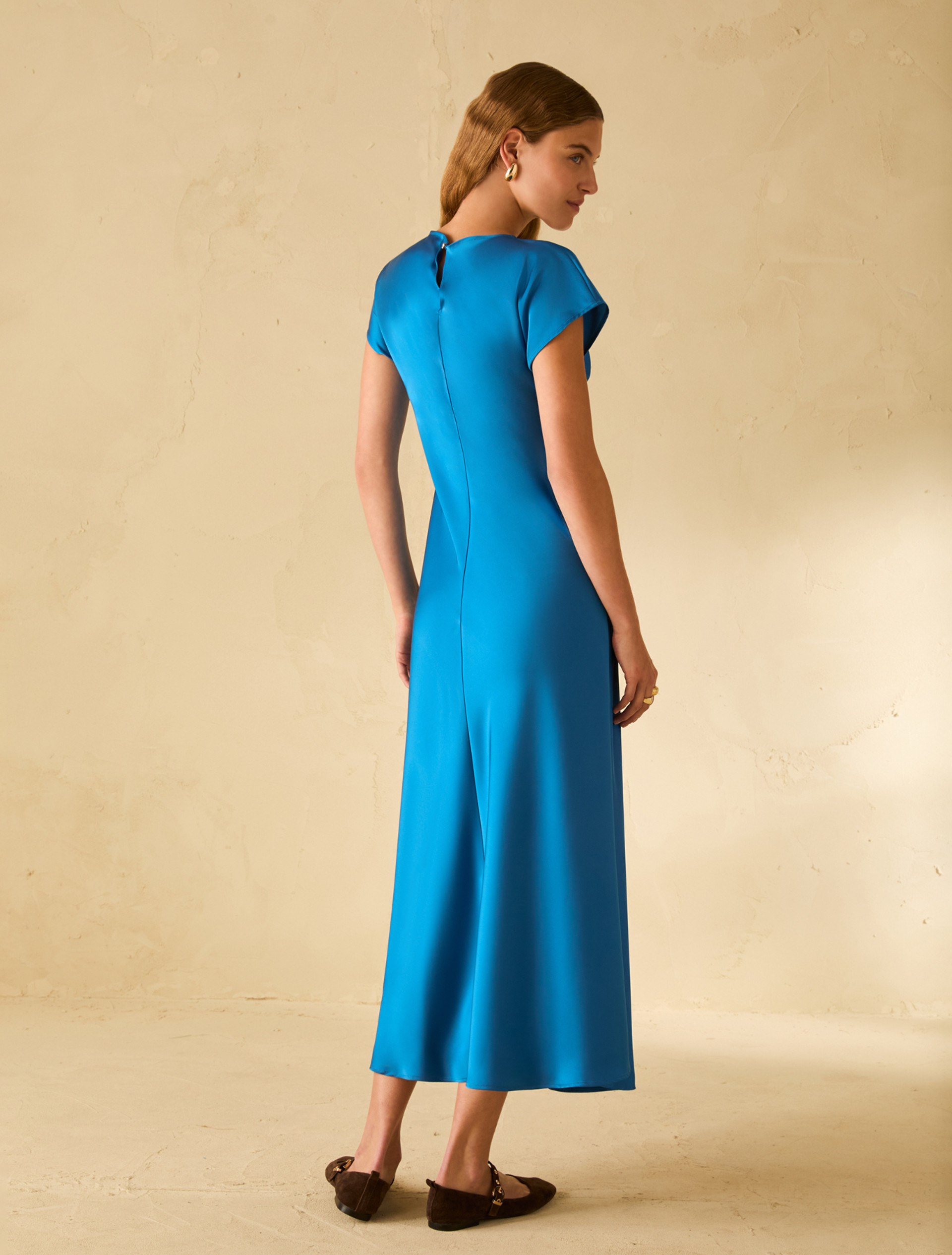 Abito midi in doppio raso - TURCHESE - pennyblack