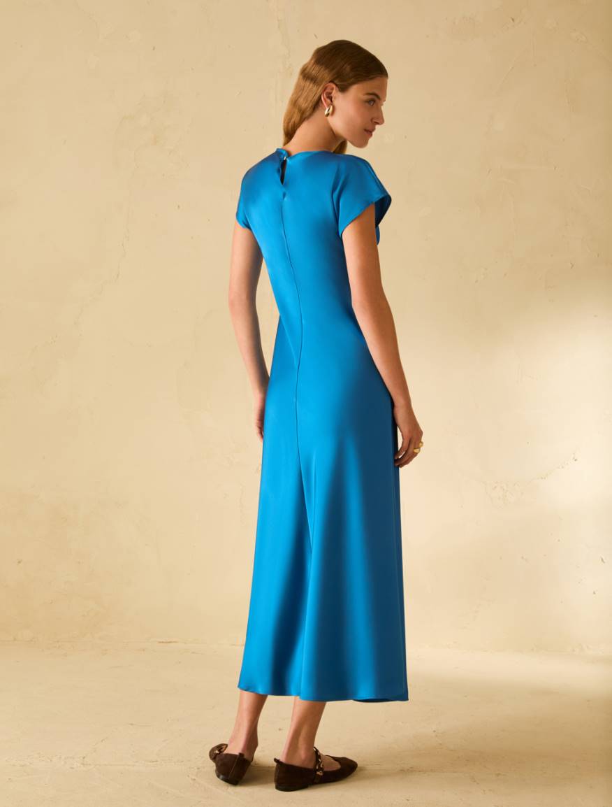 Double satin midi dress - TURQUOISE - Pennyblack - 3