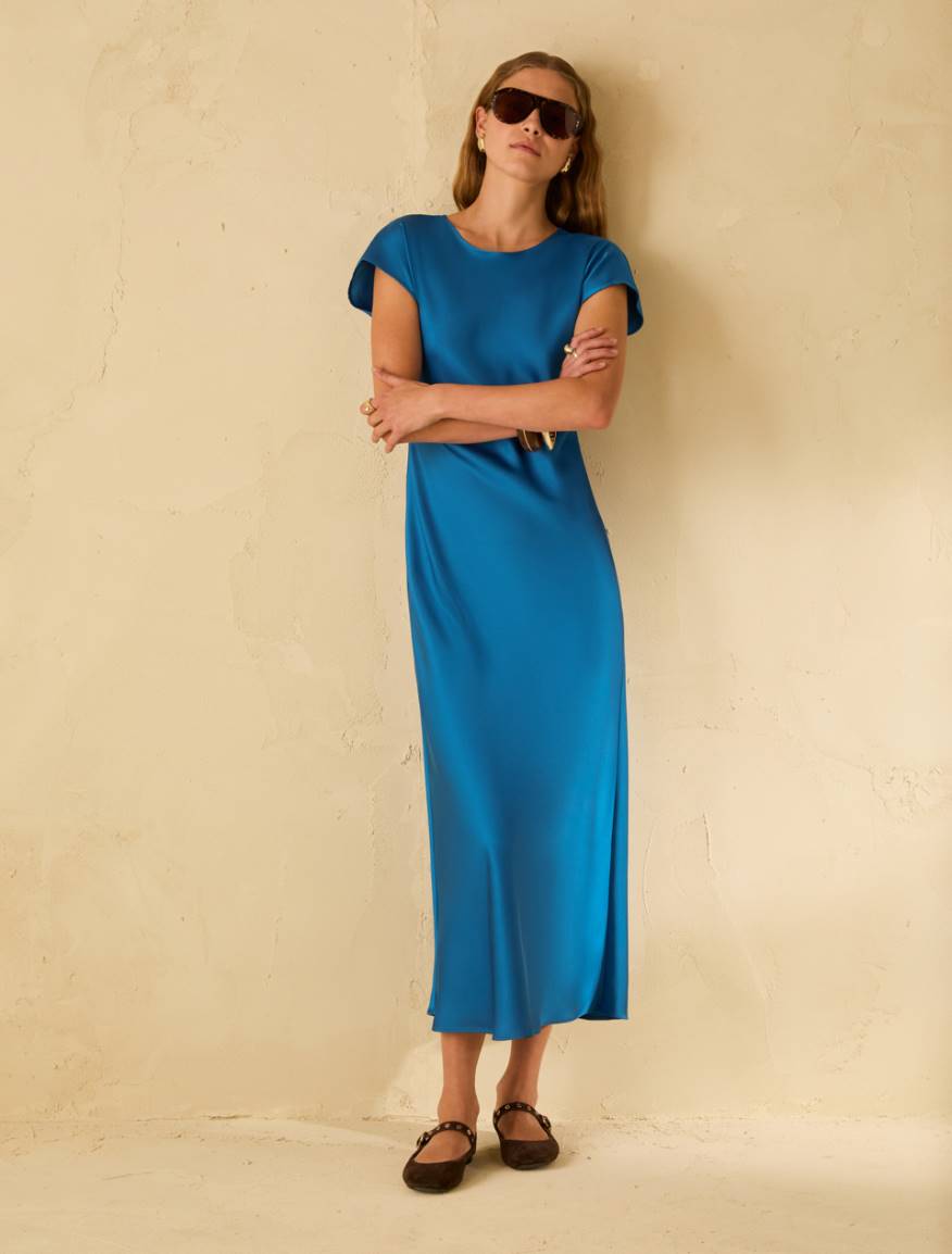 Double satin midi dress - TURQUOISE - Pennyblack - 5