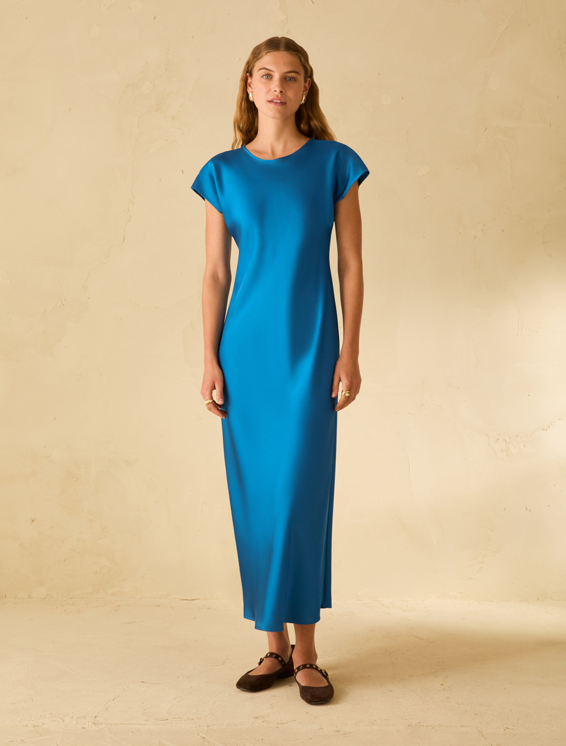 Abito midi in doppio raso - TURCHESE - pennyblack