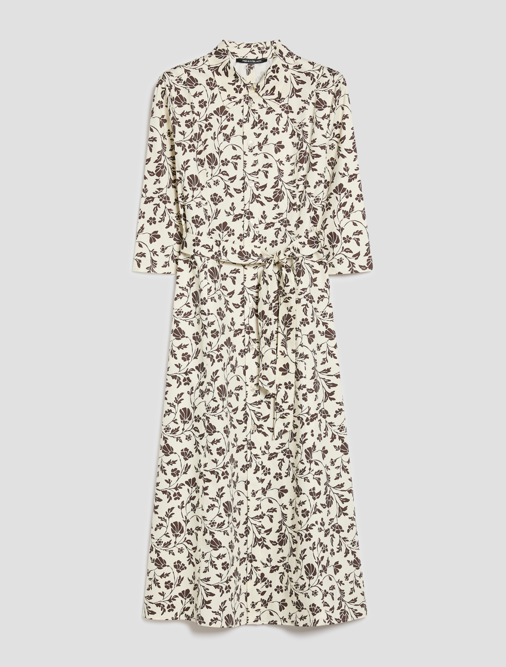 Cotton-satin midi shirt dress - IVORY - pennyblack