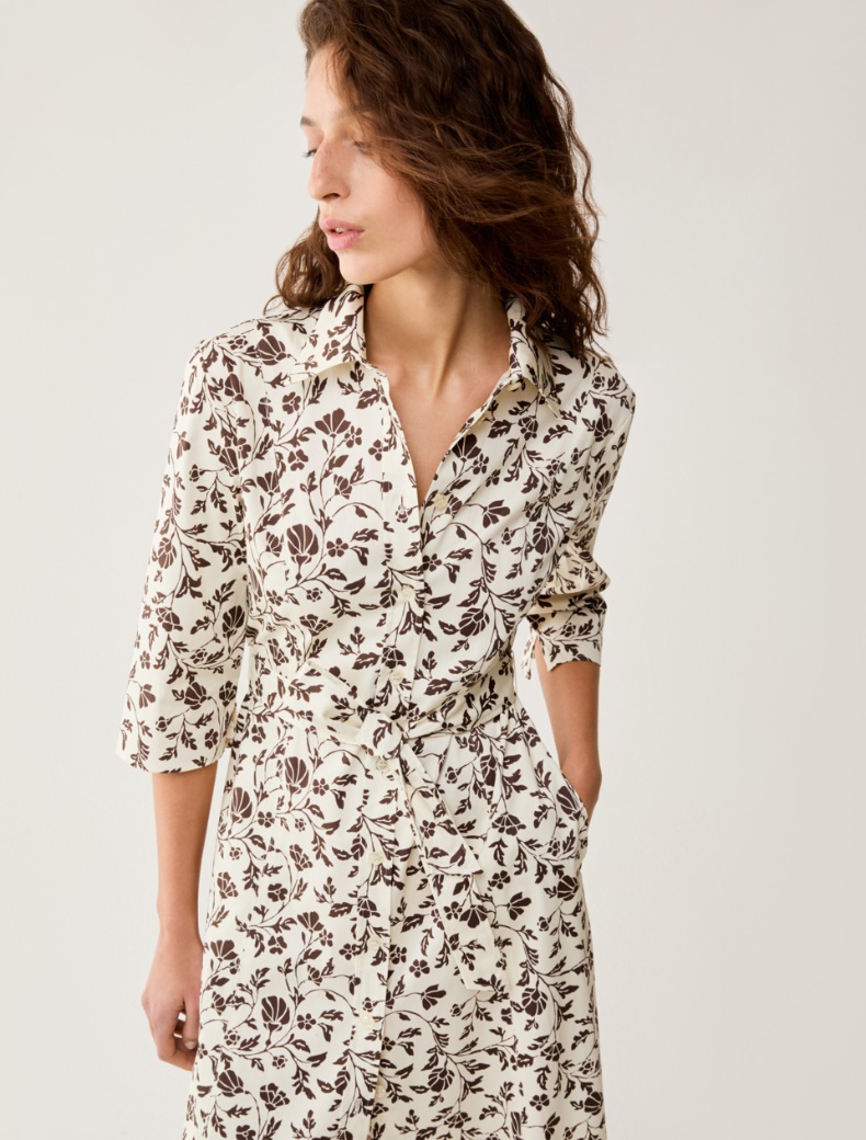 Cotton-satin midi shirt dress - IVORY - pennyblack