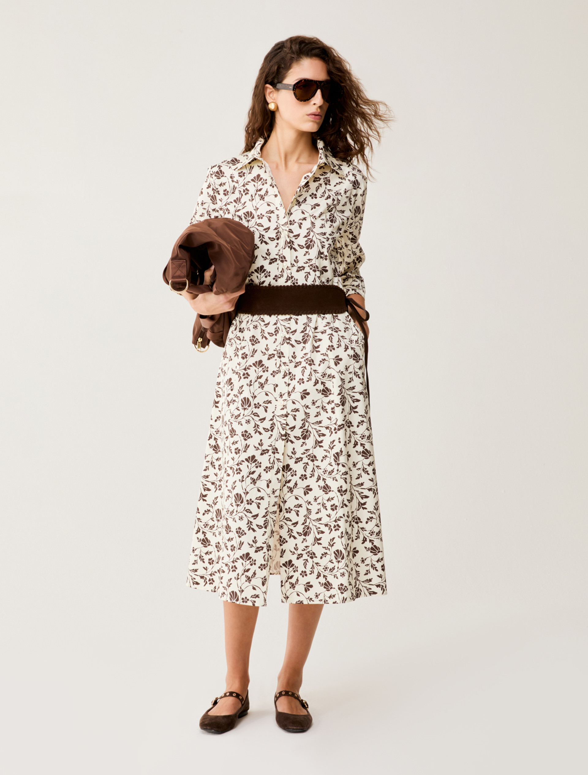 Cotton-satin midi shirt dress - IVORY - pennyblack