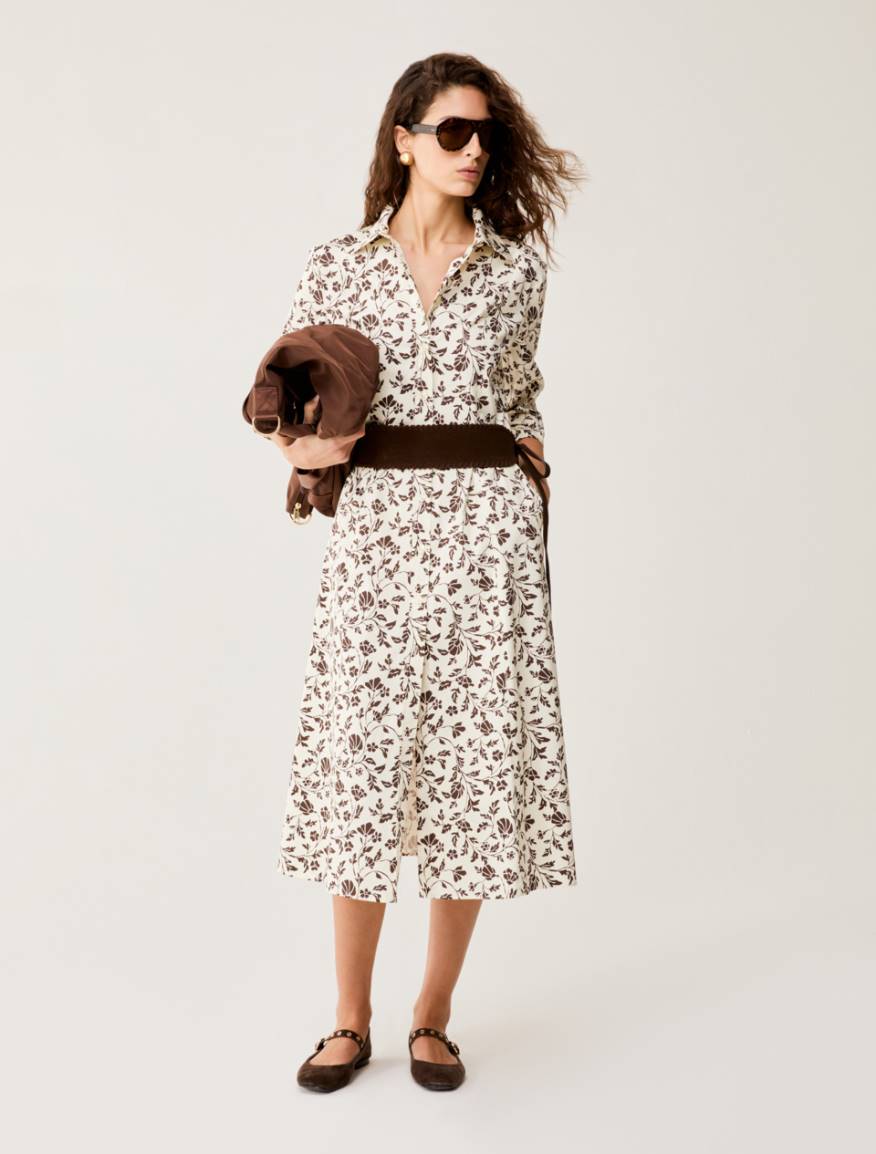 Cotton-satin midi shirt dress - IVORY - Pennyblack - 5