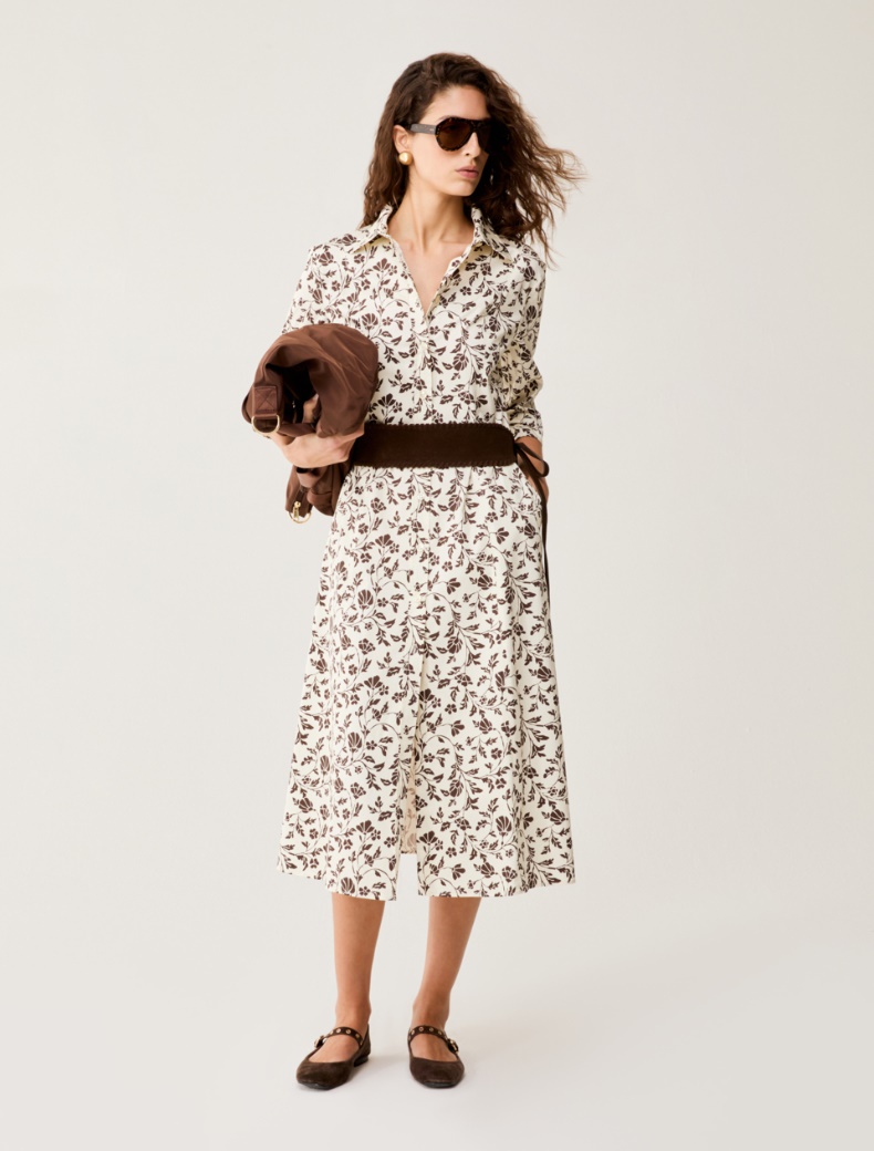 Cotton-satin midi shirt dress - IVORY - pennyblack