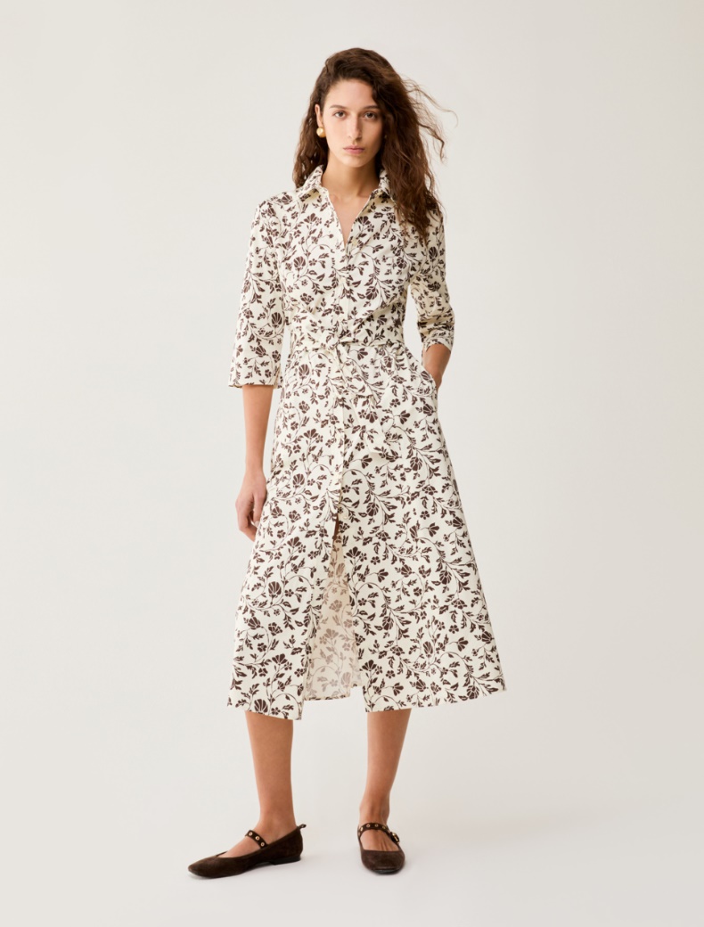 Cotton-satin midi shirt dress - IVORY - pennyblack