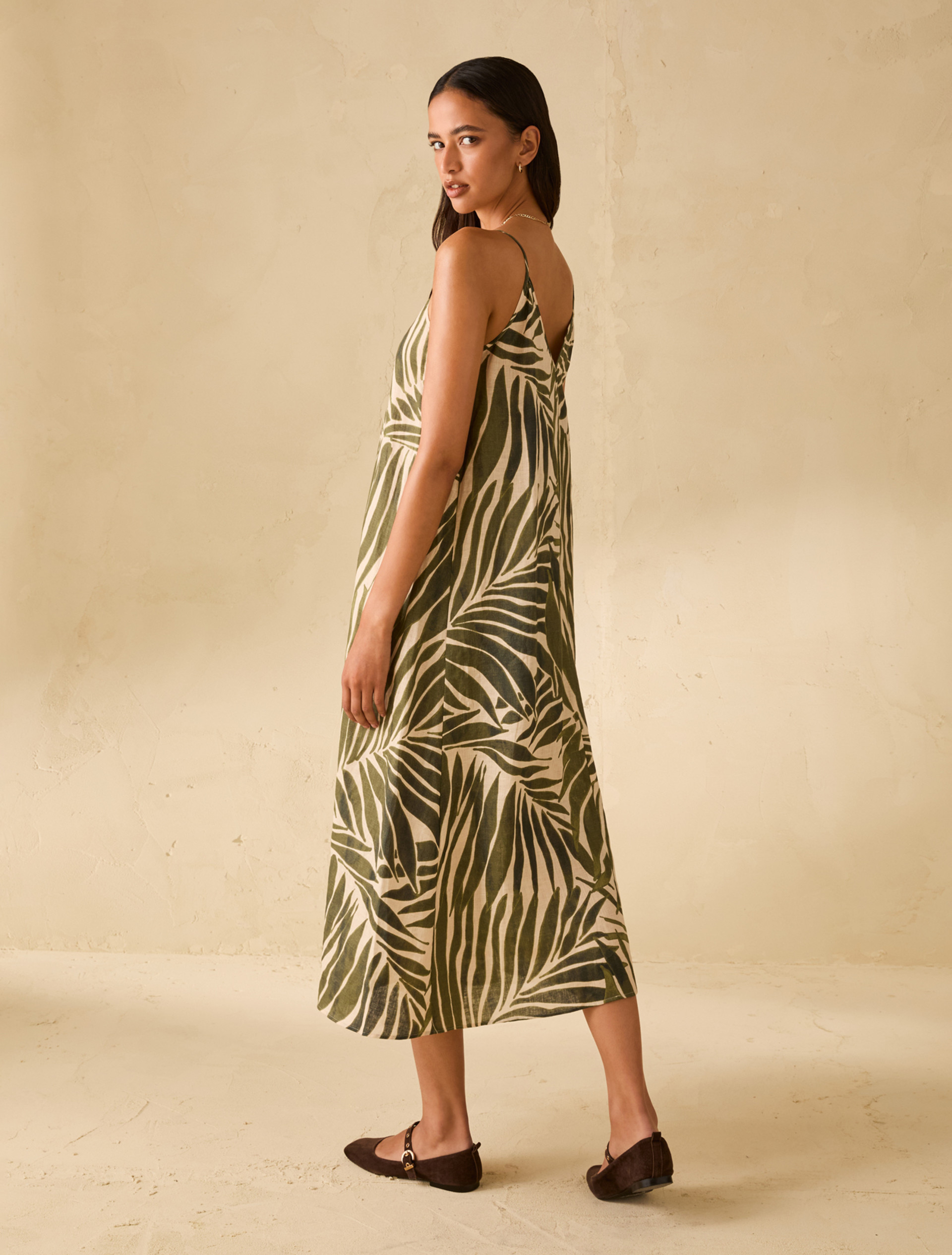 Printed linen midi dress - ROPE - pennyblack
