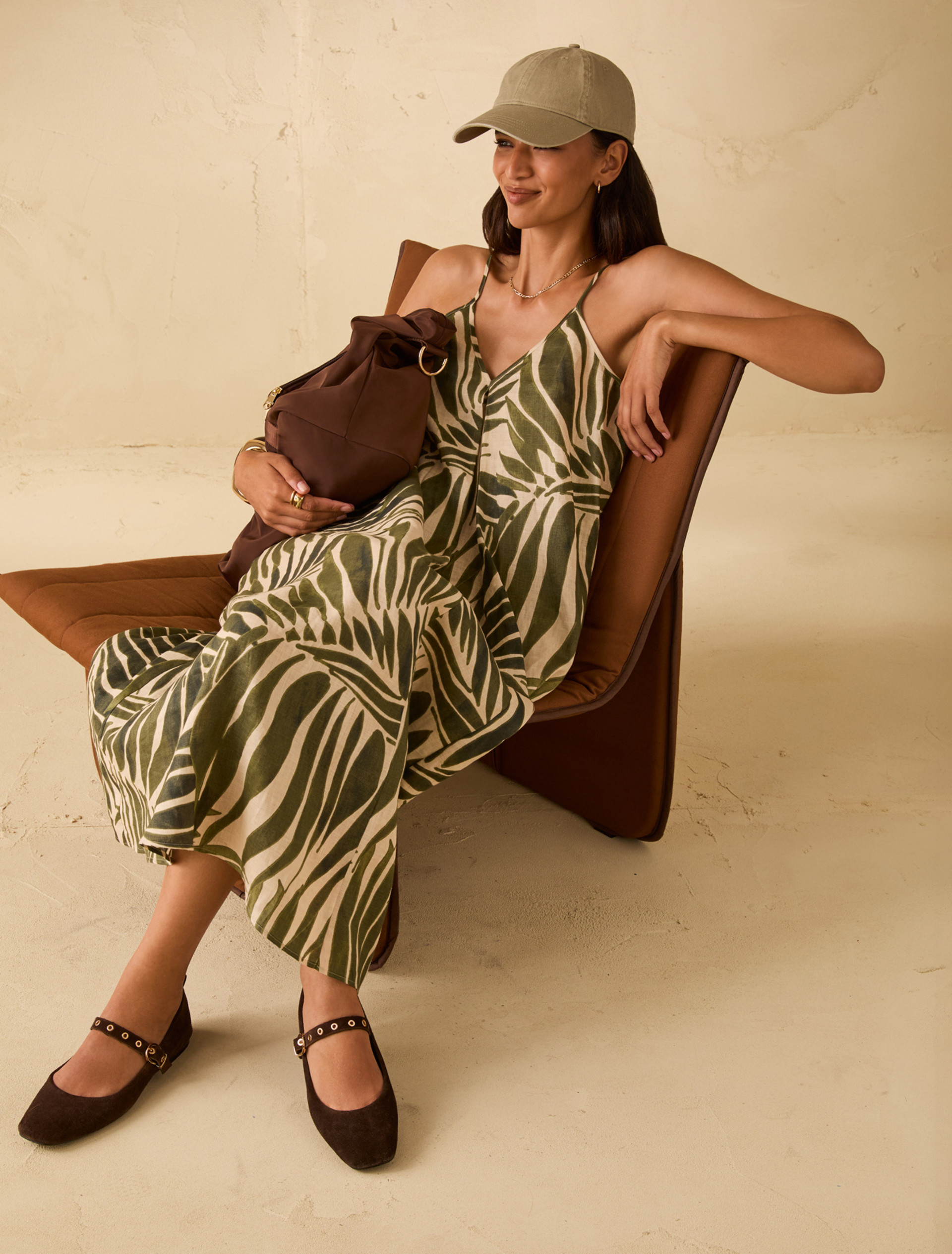 Printed linen midi dress - ROPE - pennyblack