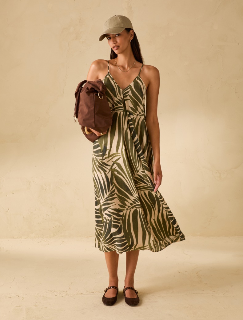 Printed linen midi dress - ROPE - pennyblack