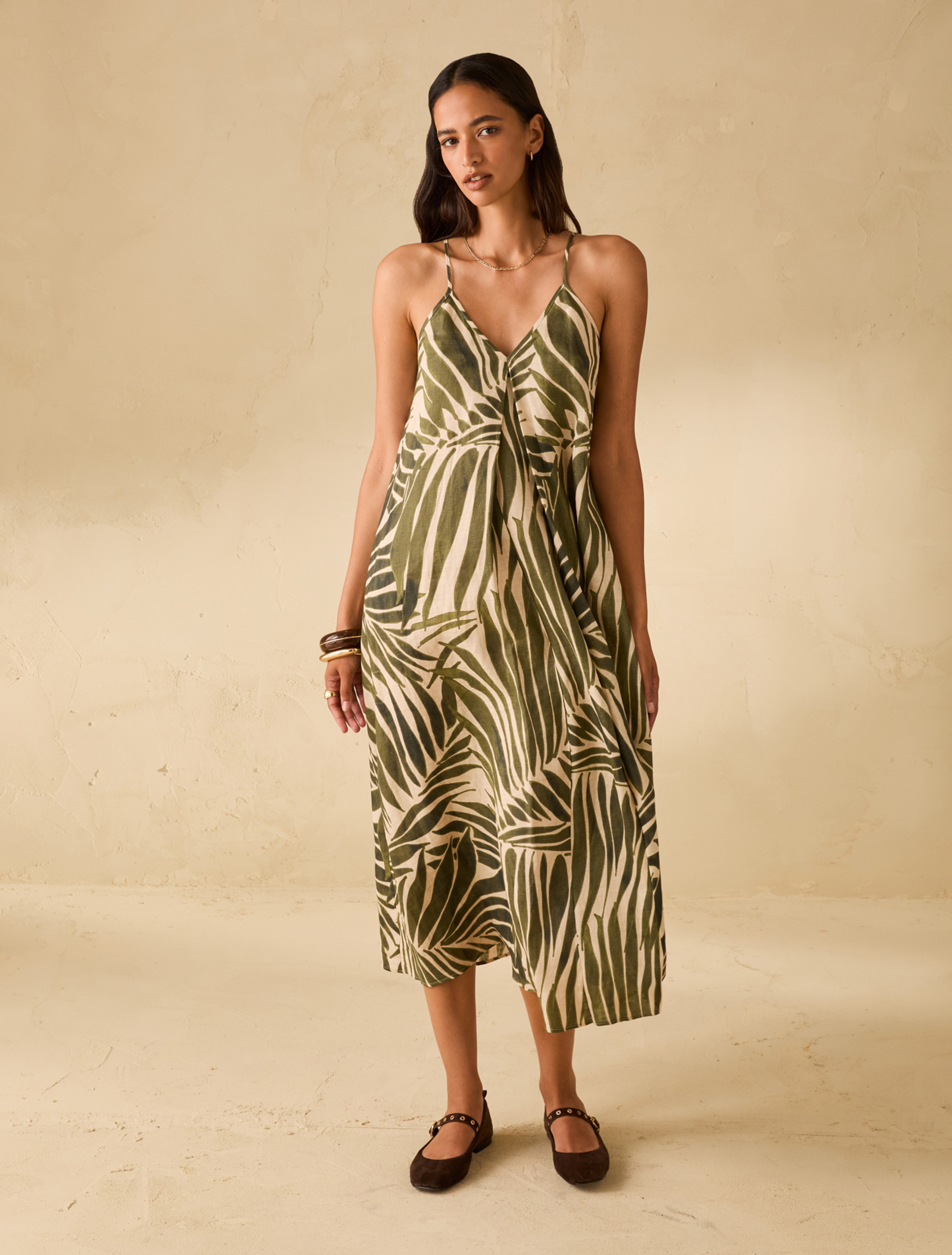 Printed linen midi dress - ROPE - pennyblack
