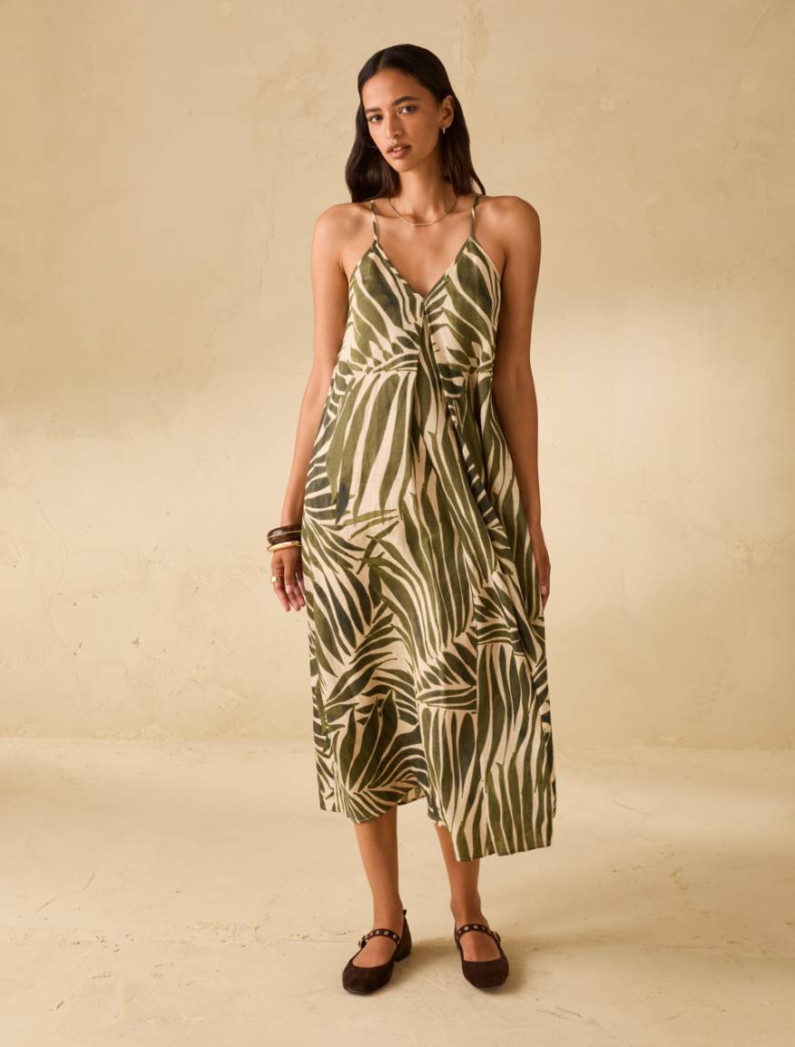 Printed linen midi dress - ROPE - Pennyblack
