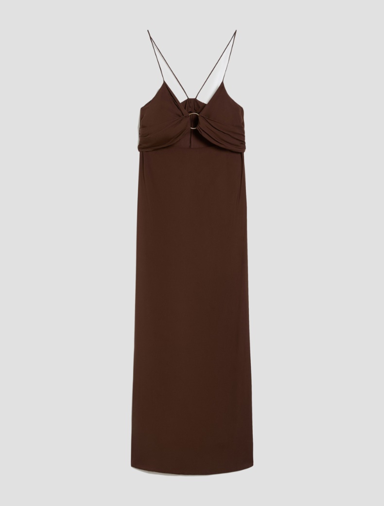 Cut-out dress in fluid twill - DARK BOWN - pennyblack