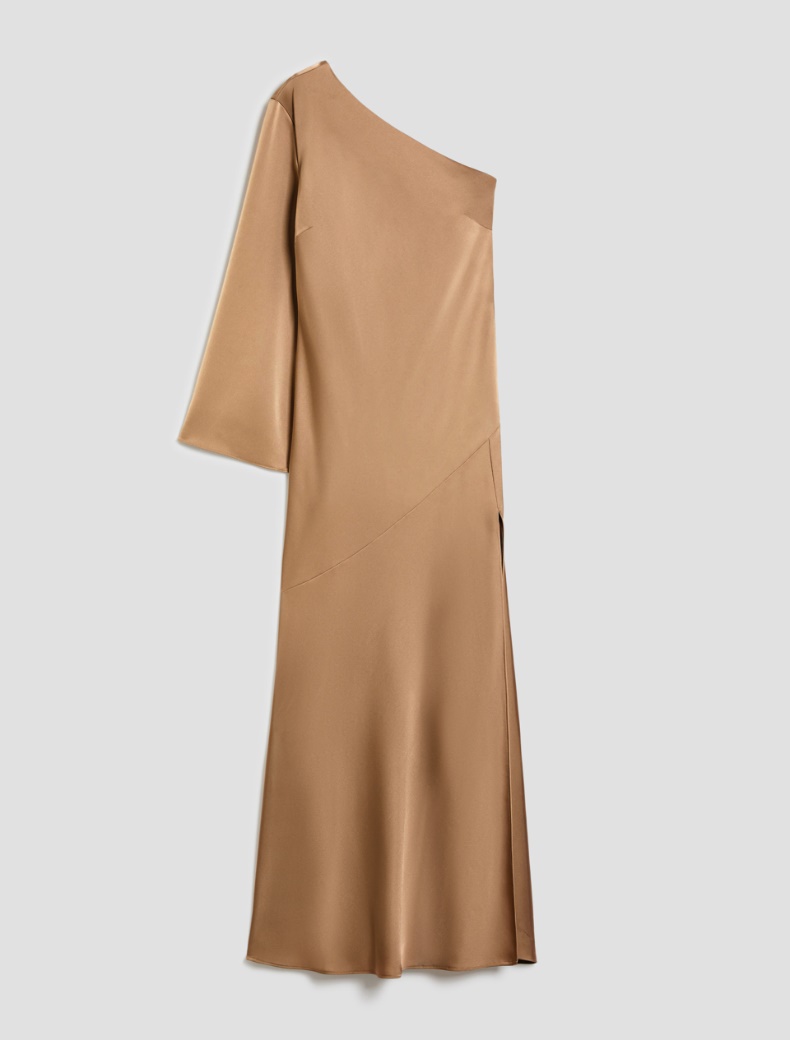 One-shoulder dress in double satin - SAND - pennyblack