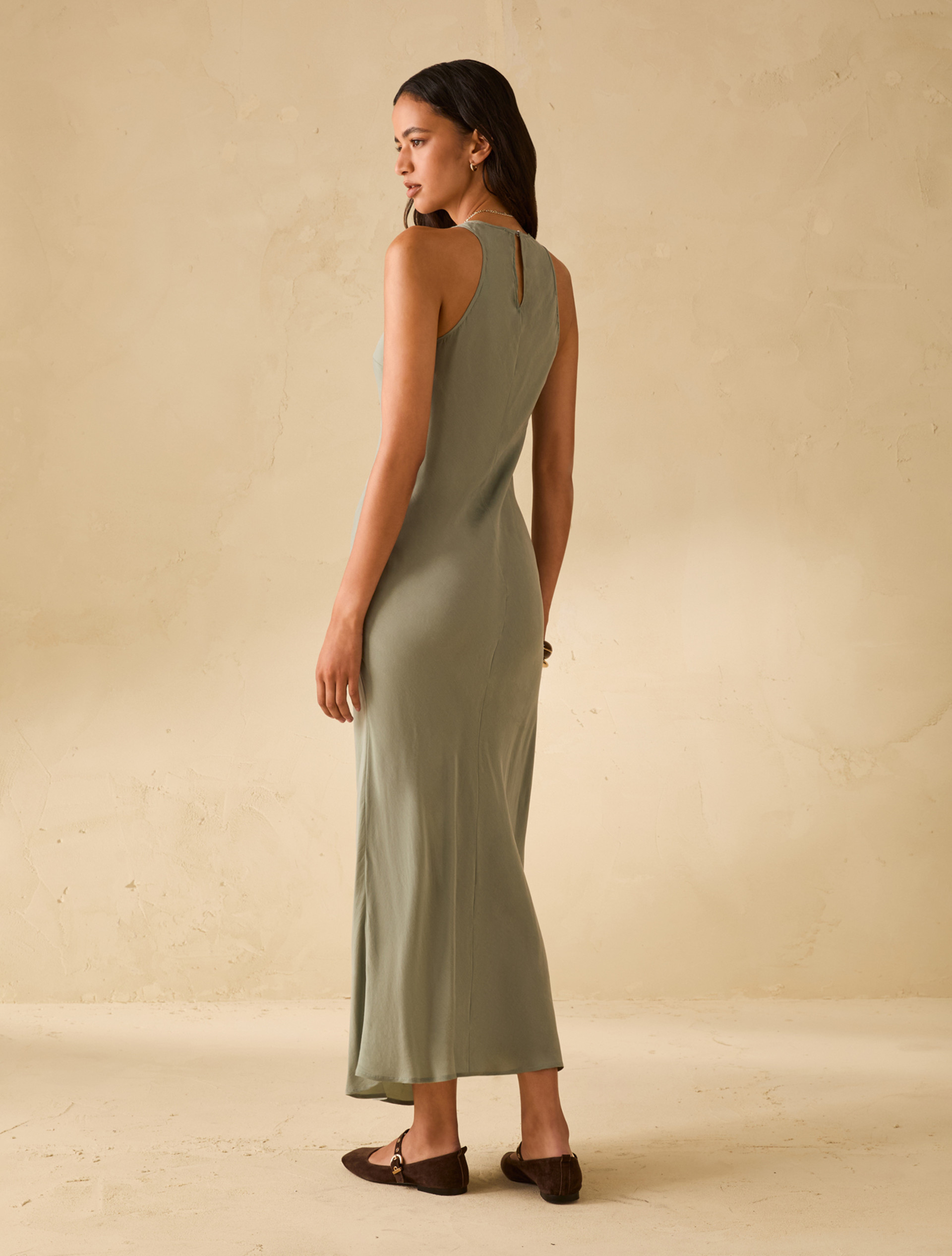 Abito in tessuto fluido - KAKI - pennyblack