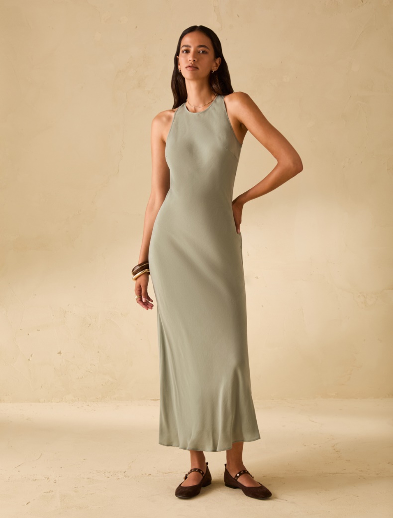 Abito in tessuto fluido - KAKI - pennyblack