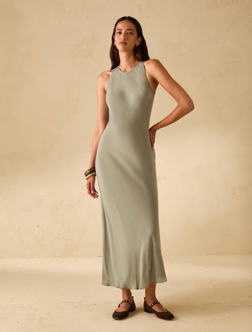 Flowing fabric dress - KAKI - Pennyblack