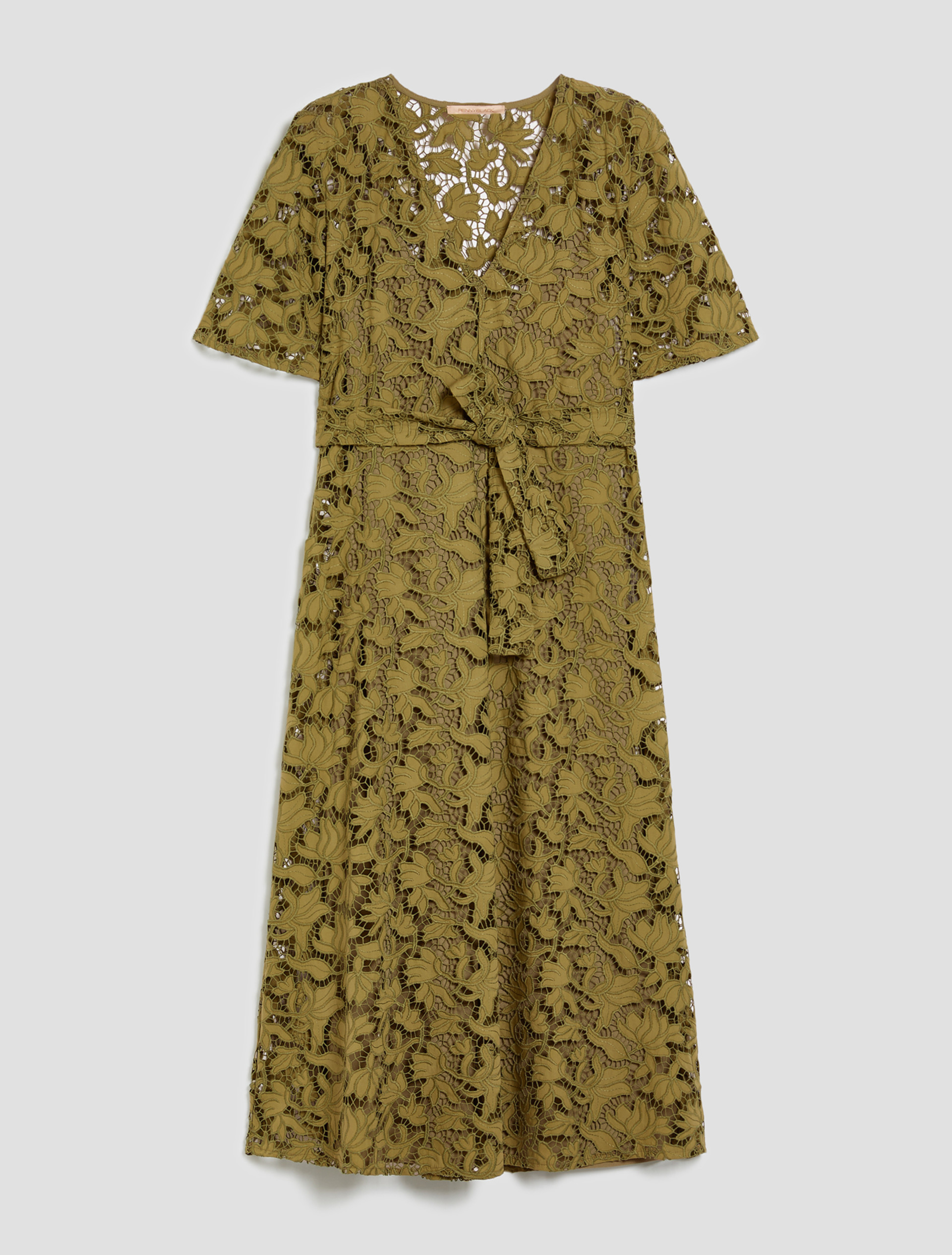 Cotton broderie anglaise midi dress - GREEN - pennyblack