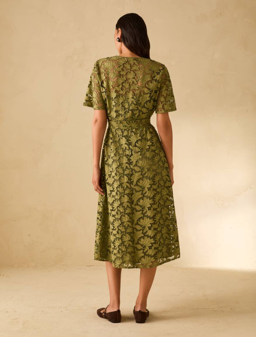 Cotton broderie anglaise midi dress - GREEN - Pennyblack - 3