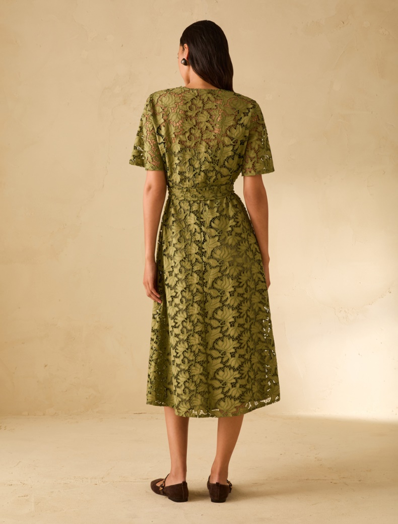 Cotton broderie anglaise midi dress - GREEN - pennyblack