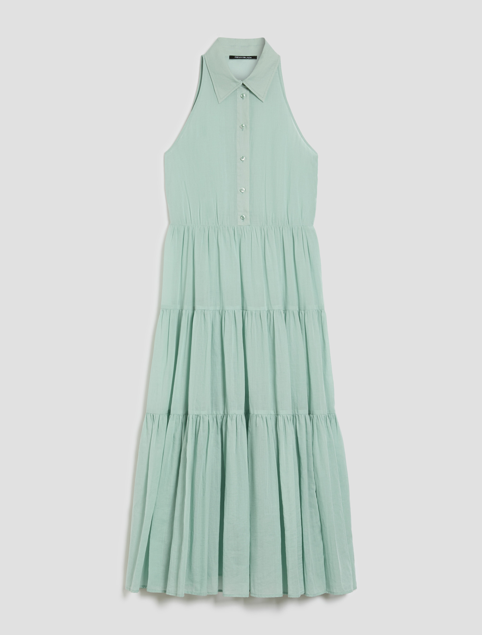 Cotton voile dress with flounces - WATER GREEN - pennyblack