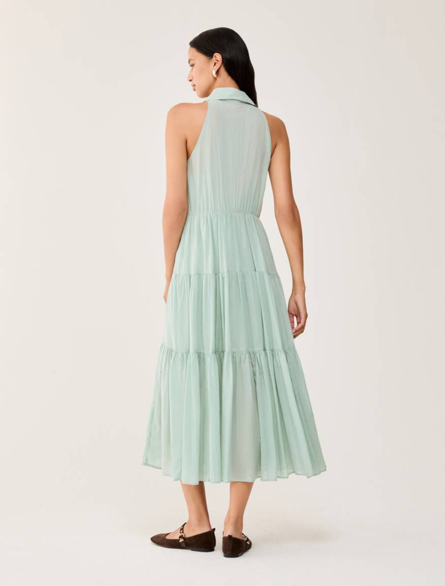Cotton voile dress with flounces - WATER GREEN - Pennyblack - 3