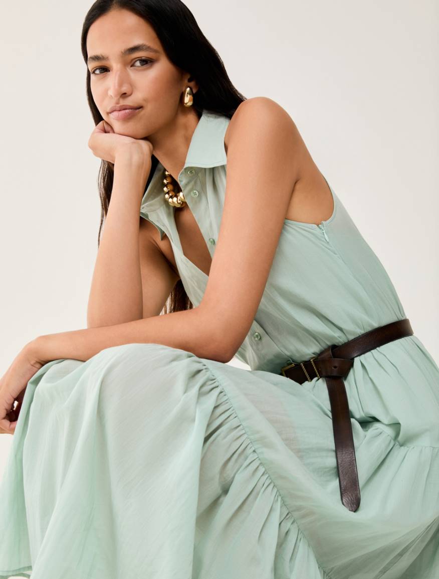Cotton voile dress with flounces - WATER GREEN - Pennyblack - 5