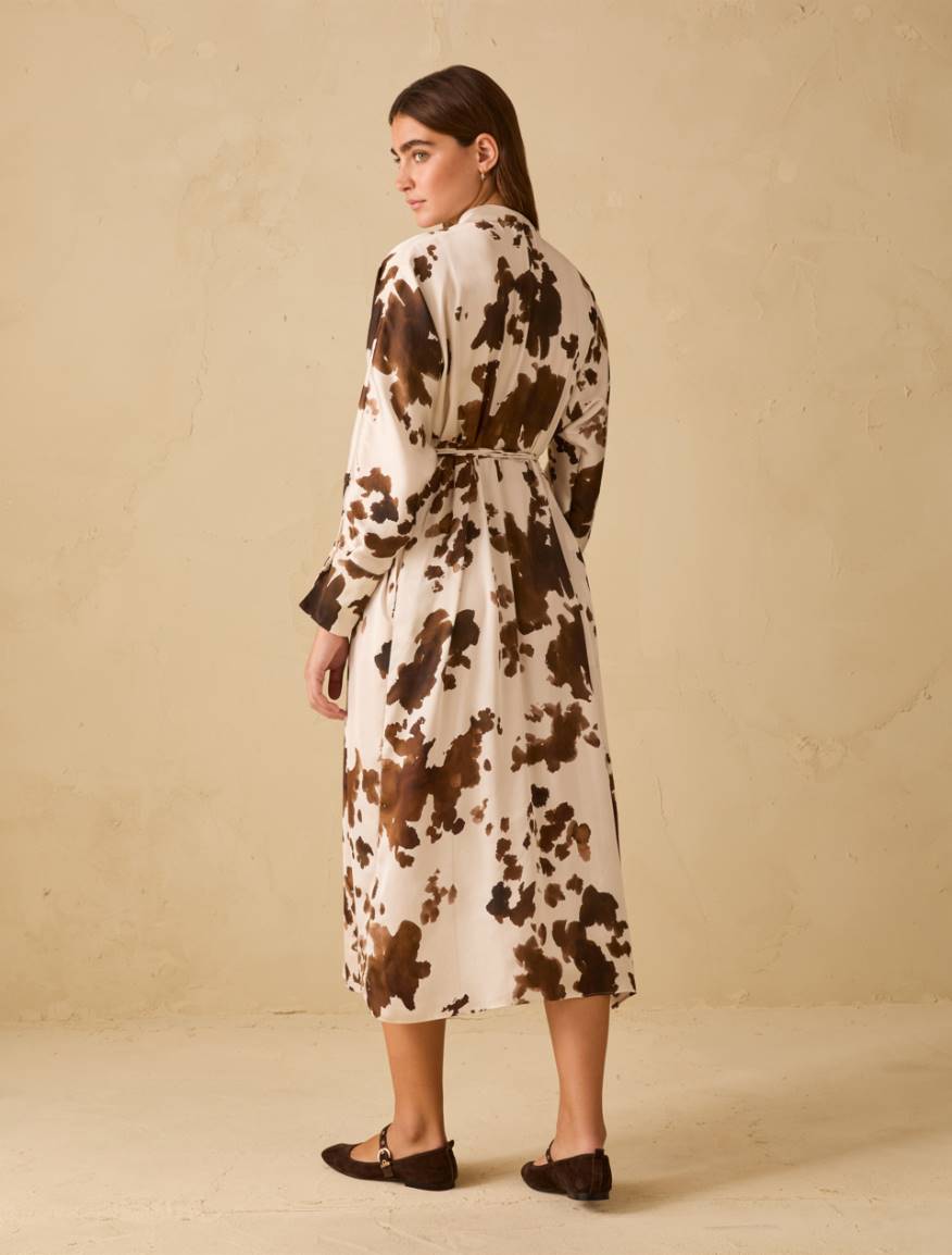 Cow print satin dress - IVORY - Pennyblack - 3