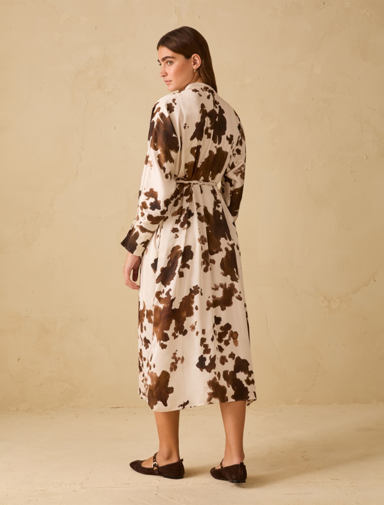 Cow print satin dress - IVORY - pennyblack