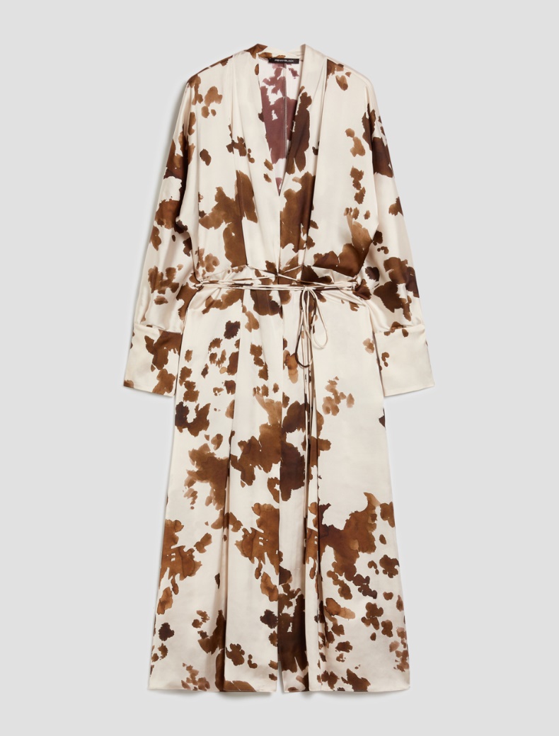Cow print satin dress - IVORY - pennyblack