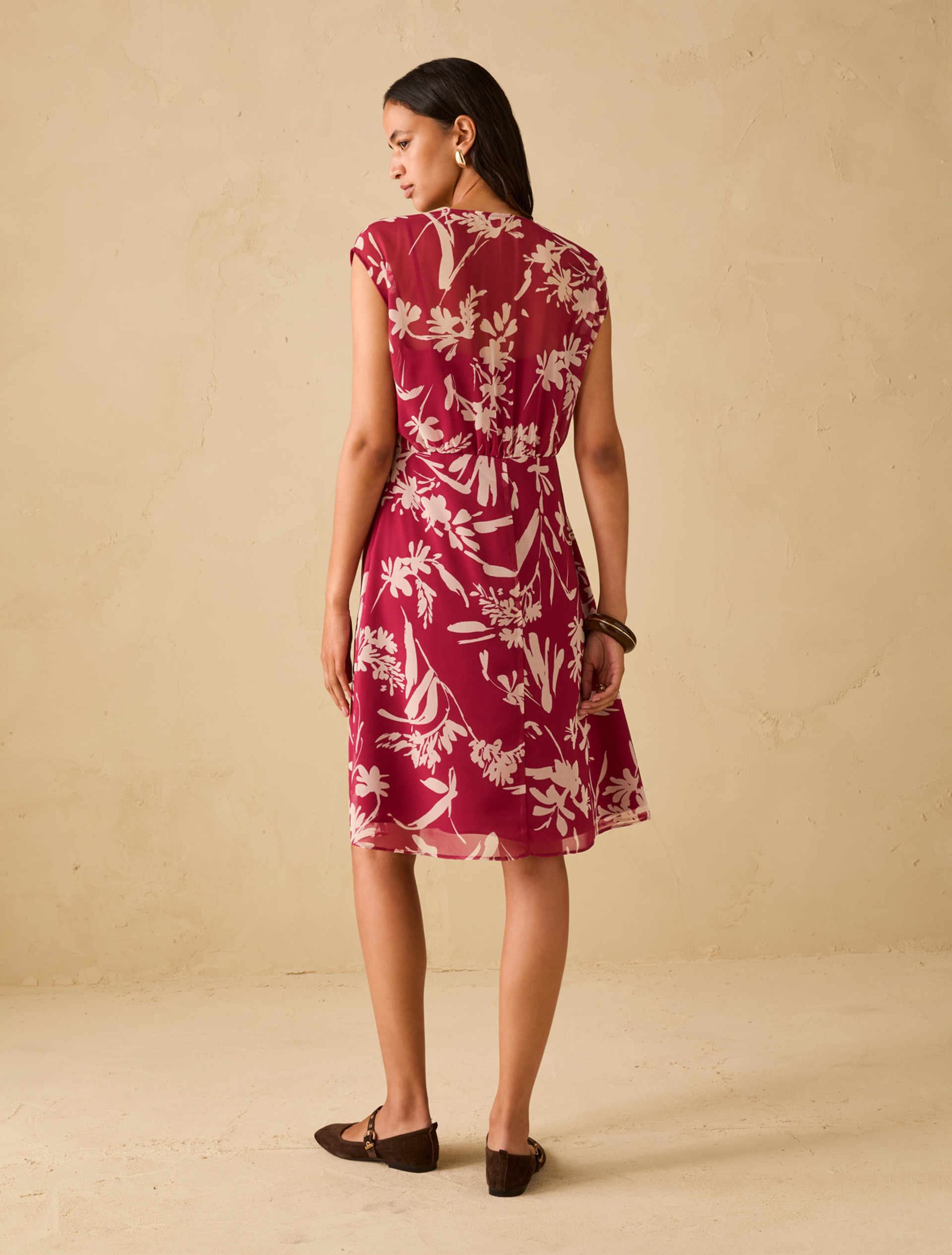 Dress in floral georgette - FUCHSIA - pennyblack