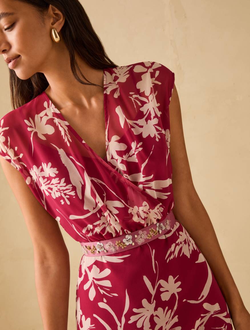 Dress in floral georgette - FUCHSIA - Pennyblack - 4