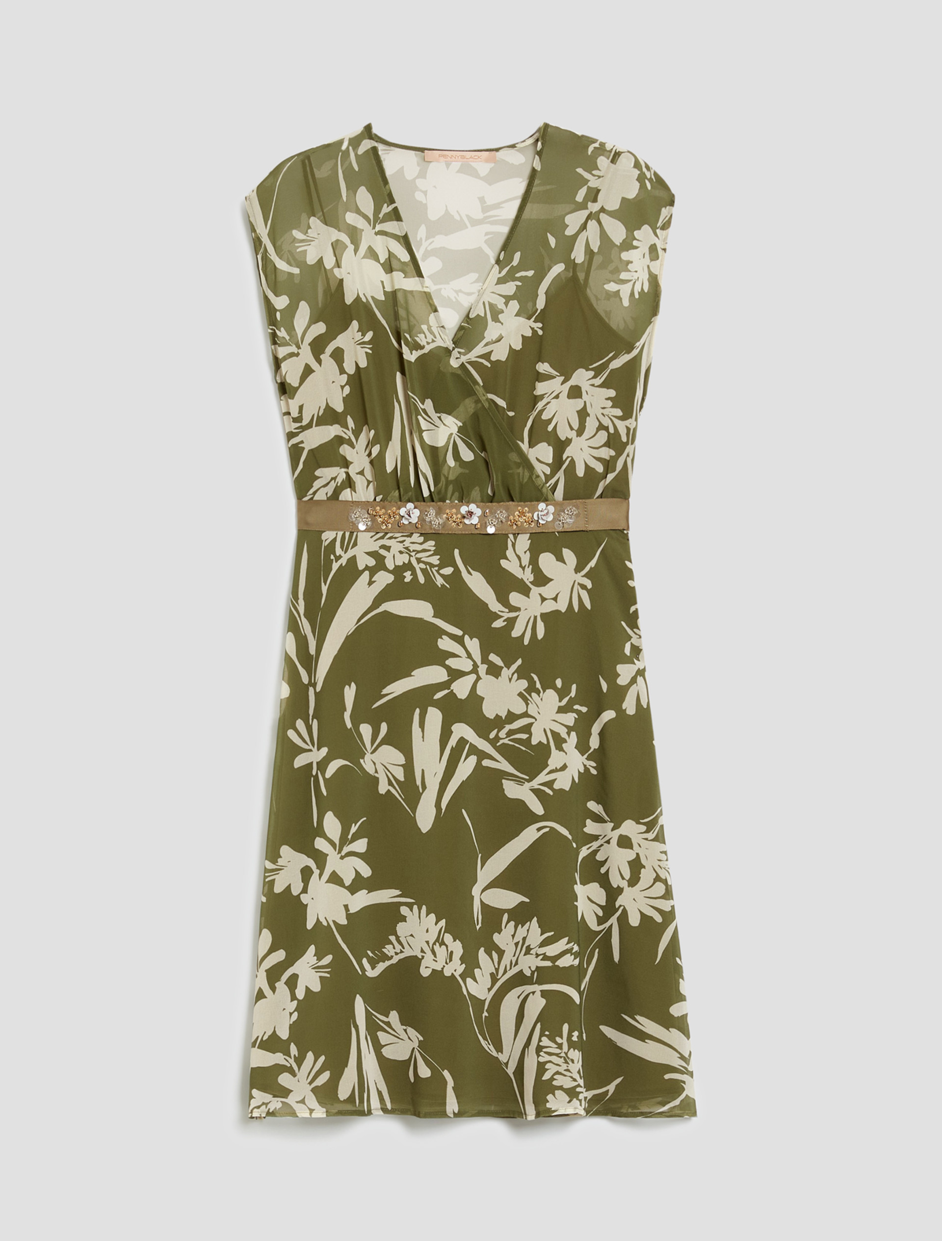 Dress in floral georgette - GREEN - pennyblack