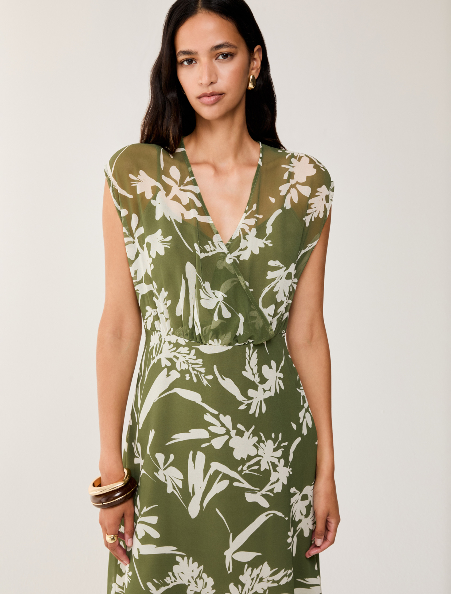 Dress in floral georgette - GREEN - pennyblack