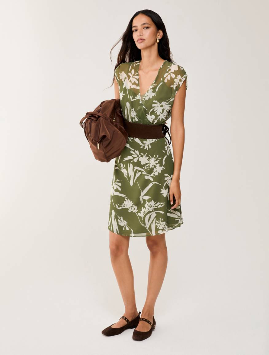 Dress in floral georgette - GREEN - Pennyblack - 5