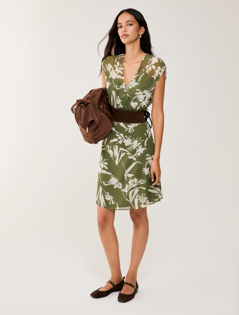 Dress in floral georgette - GREEN - pennyblack