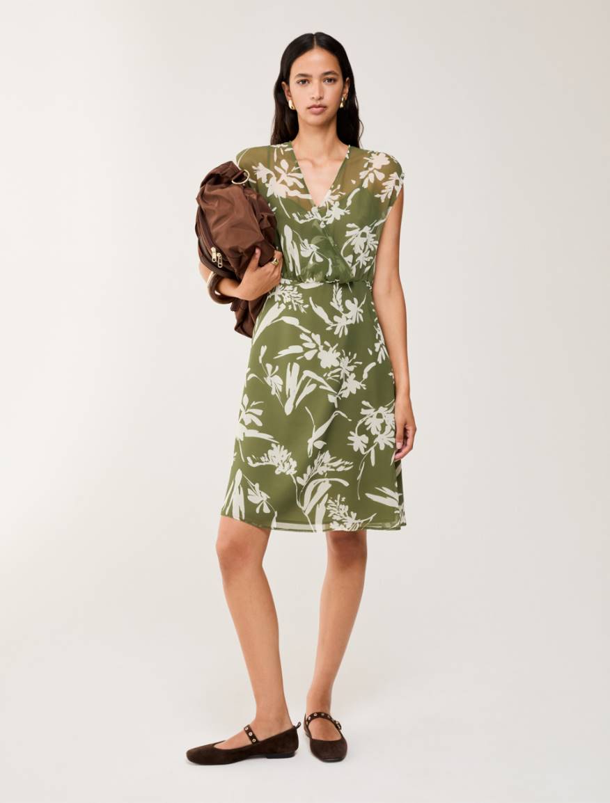 Dress in floral georgette - GREEN - Pennyblack