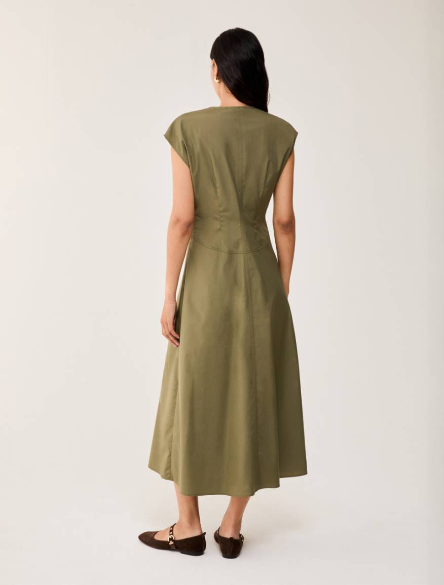 Poplin midi dress - KAKI - Pennyblack - 3