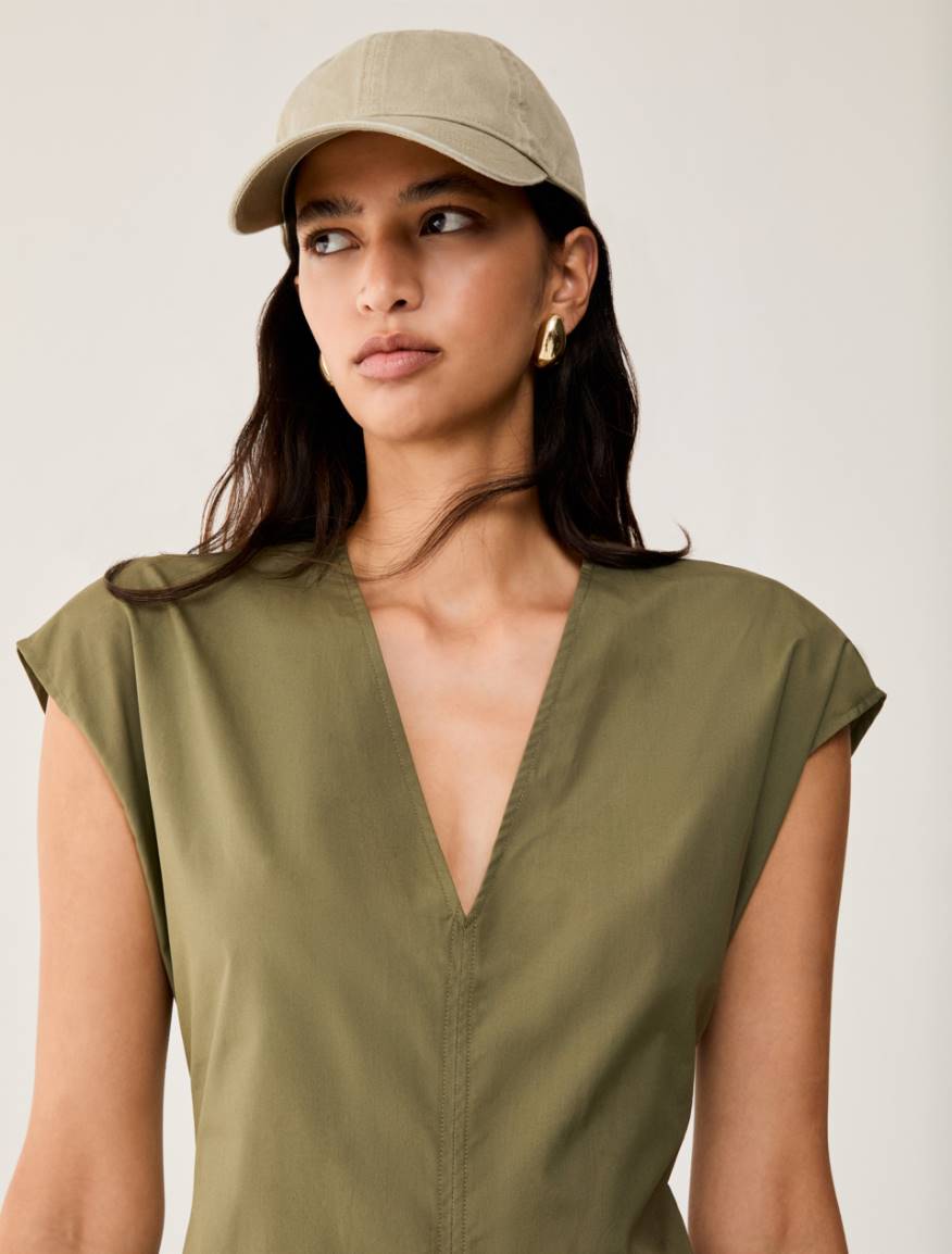 Poplin midi dress - KAKI - Pennyblack - 4